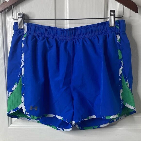 Under Armour Womens S Blue Green Athletic 4.5" Inseam Running Training Shorts - Picture 1 of 6
